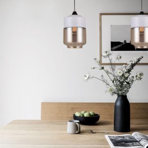 Jar Pendant Light With White & Amber - Casa1