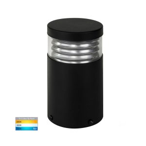 Mini Louvred 5W 12V DC LED Bollard Light Matt Black / Tri-Colour - HV1615T-BLK-12V