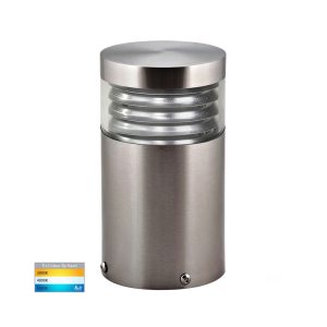 Mini Louvred 5W 12V DC LED Bollard Light 316 Stainless Steel / Tri-Colour - HV1615T-SS316-12V