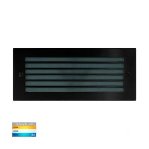 Bata 10W 240V Grill Face Dimmable LED Brick Light Black / Tri-Colour - HV3004T-BLK-240V