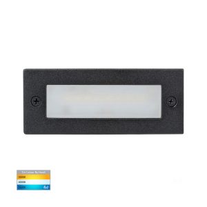 Bata 6W 12V DC Recessed LED Brick Light Black / Tri-Colour - HV3005T-BLK-12V