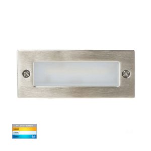 Bata 6W 12V DC Recessed LED Brick Light 316 Stainless Steel / Tri-Colour - HV3005T-SS316-12V