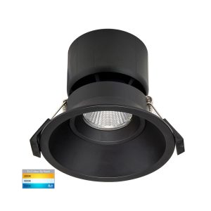 Prime 12W 240V Deepset Dimmable LED Downlight 105mm Black / Tri-Colour - HV5514T-BLK