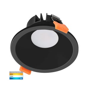 Gleam 9W 240V Dimmable LED Downlight Black / Tri-Colour - HV5528T-BLK