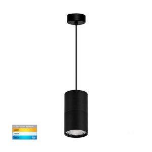 Nella 7W 240V Dimmable Round LED Pendant Matt Black / Tri-Colour - HV5802T-BLK-P