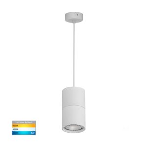 Nella 7W 240V Dimmable Round LED Pendant Matt White / Tri-Colour - HV5802T-WHT-P