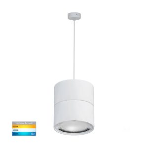 Nella 18W 240V Dimmable Round LED Pendant Matt White / Tri-Colour - HV5805T-WHT-P