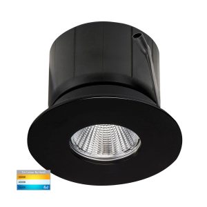 Prime 12W 240V Dimmable LED Downlight Black / Tri Colour - HV5511T-BLK