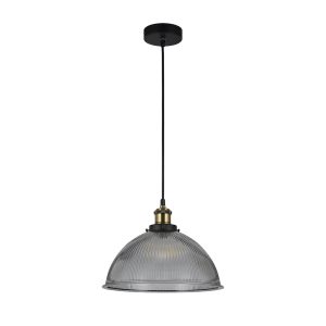 Tristan Domed Glass Ribbed Pendant Light Grey - LL002PL056GR