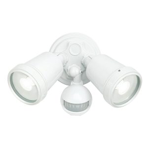 Hunter 22W Twin LED Spotlight with Sensor White / Tri-Colour - 20625/05