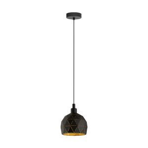 Roccaforte 1 Light Pendant Small Black / Gold - 33345N