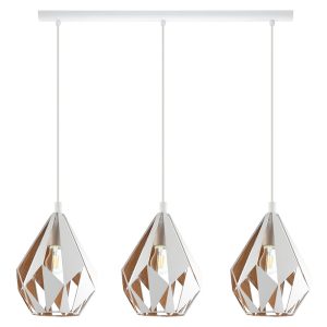 Carlton 3 Light Pendant White / Gold - 43002N