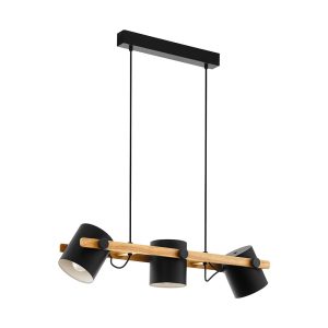 Hornwood 3 Light Pendant Black / Wood / Cream - 43045