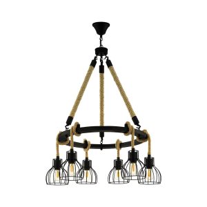 Rampside 6 Light Bar Rope Pendant Black - 43194