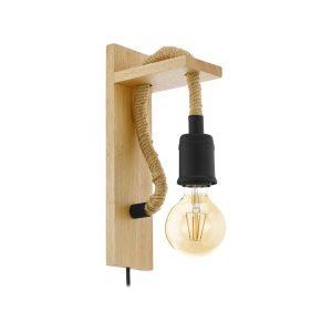 Rampside 1 Light Wall Light Black / Wood - 43197N