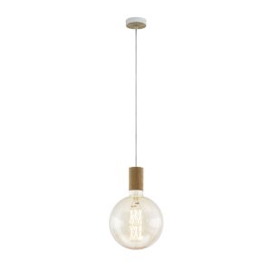 Tavistock 1 Light Pendant Cream / Oak - 49071N