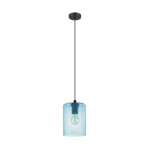 Cadaques 1 Light Pendant Black / Petrol Blue - 98586N