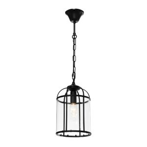 Clovelly 1 Light Pendant Small Black / Clear - CLOV1PBLK