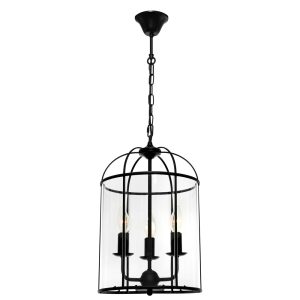 Clovelly 3 Light Pendant Medium Black / Clear - CLOV3PBLK