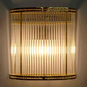 Verre 1 Light Wall Lamp Half Round Glass Brass - ELJE13652B