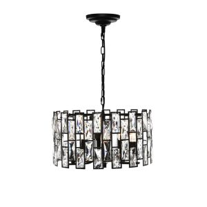 Porsha 5 Light Pendant Black / Crystal - PORS5P