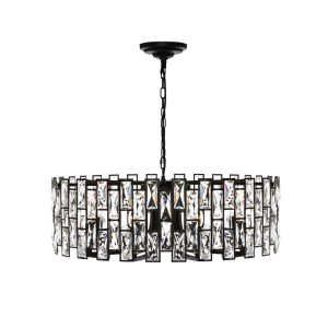 Porsha 8 Light Pendant Black / Crystal - PORS8P