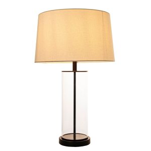 Iris 1 Light Table Lamp Clear / Black / Ivory With Shade - ELDAN20134B2