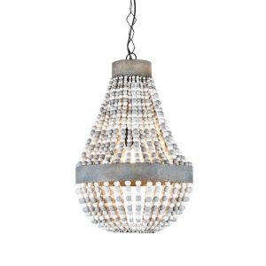 Kasbah 1 Light Beaded Pendant Oval White / Grey - ELMA4232