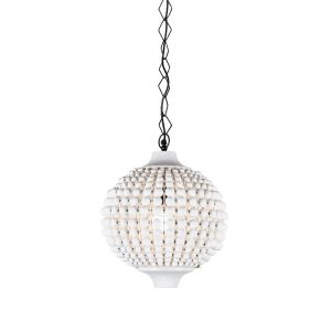 Kasbah 1 Light Beaded Pendant White - ELMA4233