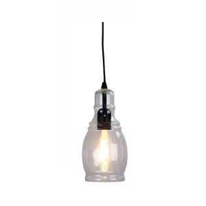 Auburn.1 Clear Glass Single Pendant Matt Black - OL63611BK