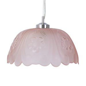 Flora 1 Light Art Deco Glass Pendant Pink - 91561