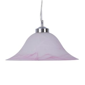 Bela 1 Light Art Deco Glass Pendant Small Pink - 91603