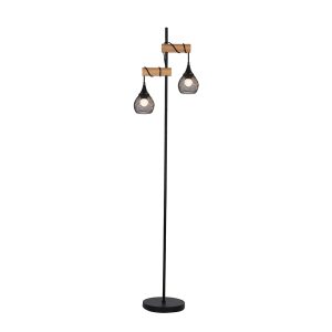 Lars Floor Lamp Black / Timber - LL-27-0105