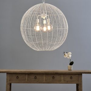 Cray Ball Large 3 Light Wire Weave Ball Pendant Light White - ZAF11146