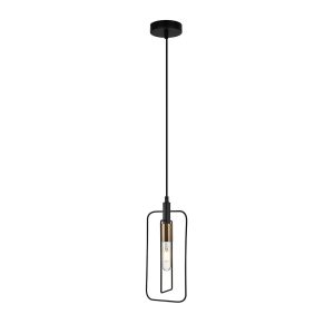 Contour Rectangular 1 Light Pendant Black / Antique Brass - CONTOUR2