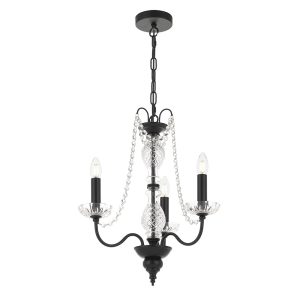 Rhine 3 Light Chandelier Black - RHINE PE03-BK