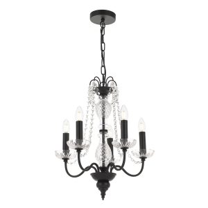 Rhine 5 Light Chandelier Black - RHINE PE05-BK