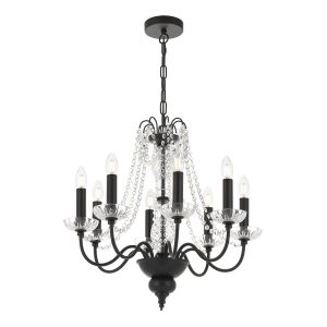 Rhine 8 Light Chandelier Black - RHINE PE08-BK