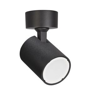 Spot 240V GU10 Round Base Adjustable Spotlight Matt Black - SPOT-R1B