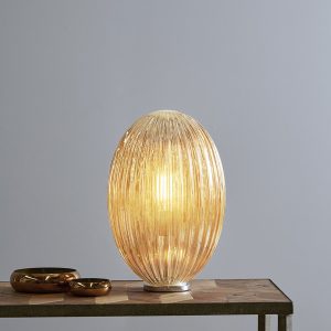 Costolette Medium Ribbed Glass Pod Pendant Light Champagne - ZAF11158