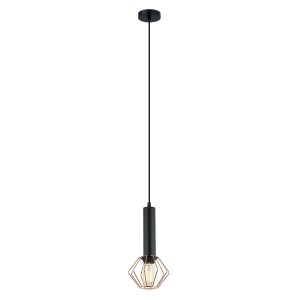 Corazon 1 Light Diamond Pendant Matt Black / Copper - CORAZON1