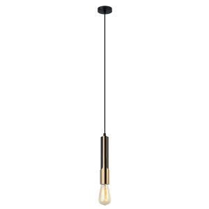 Golda Vertical Plate 1 Light Pendant Matt Black / Antique Brass - GOLDA2