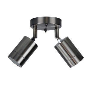 Zeta 240V Double Adjustable Wall Pillar Light Stainless Steel - OL7776/2SS