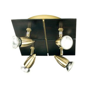 Den 4 Light GU10 Spotlight Antique Brass - SL57387/4AB