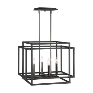 Quadrangle 4 Light Pendant Sand Black - 21528