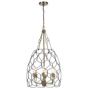 Halstead 6 Light Pendant Black / Antique Brass - 21537