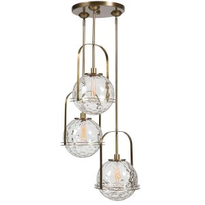 Mimas 3 Light Cluster Pendant Antique Brass - 21541