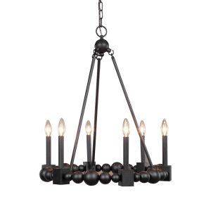 Randers 6 Light Chandelier Deep Black - 22180