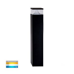 Divad 12W 24V DC Square LED Bollard 600mm Black / Tri-Colour - HV1628T-BLK-24V-SQ