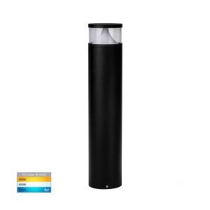 Divad 12W 24V DC Round LED Bollard 600mm Black / Tri-Colour - HV1628T-BLK-24V-RND